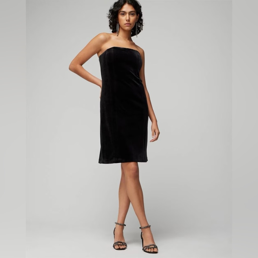 Black Velvet Strapless Knee Length Cocktail Mini Dress Size 2